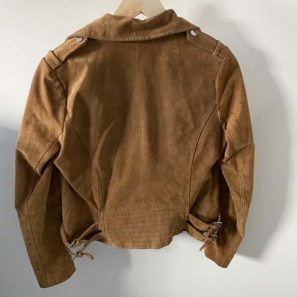 BCBG Genuine Suede Leather Moto Jacket Camel - Picture 2 of 2